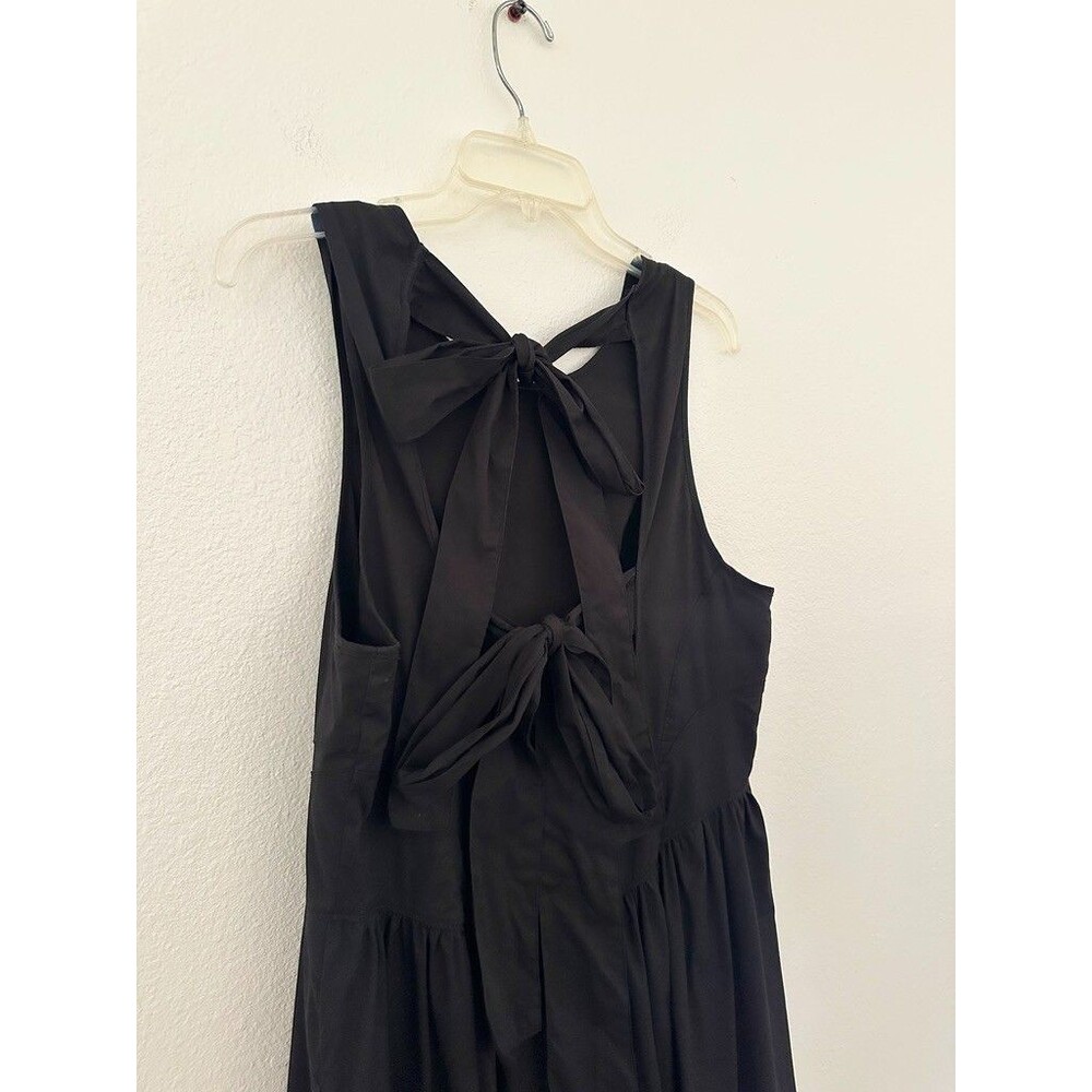Cinq à Sept Benita Dress Tie Back Empire Waist Black Midi Cocktail Zip Womens 12 - Picture 8 of 12